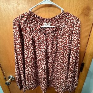 Boutique - Pop of Color Leopard Blouse (like new)